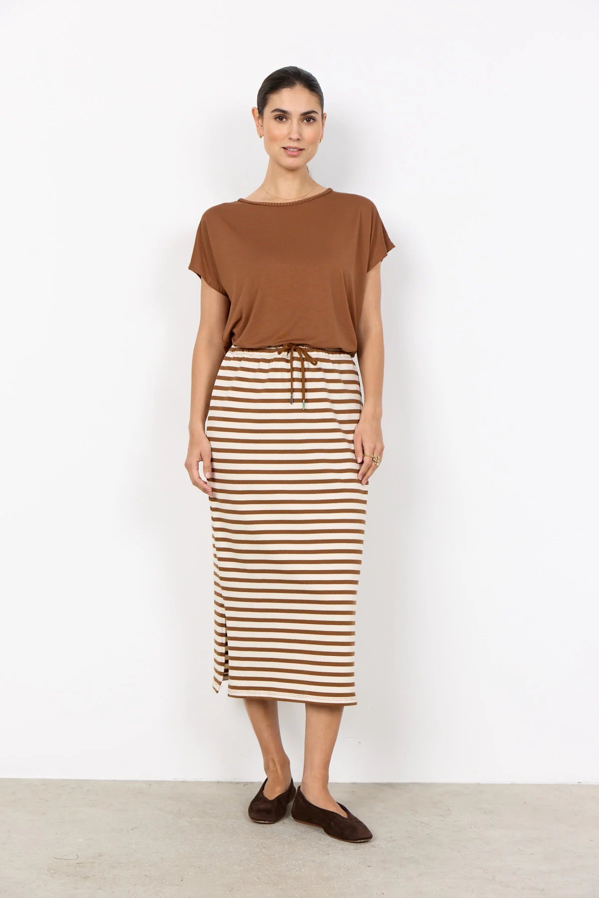 Soya Concept Stripe Skirt - Pecan