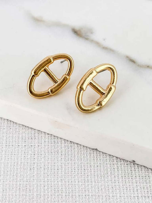 Envy Anchor Stud Earrings - Gold