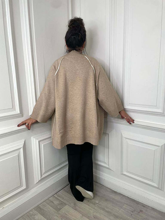 Exposed Seam Cardigan - Sand