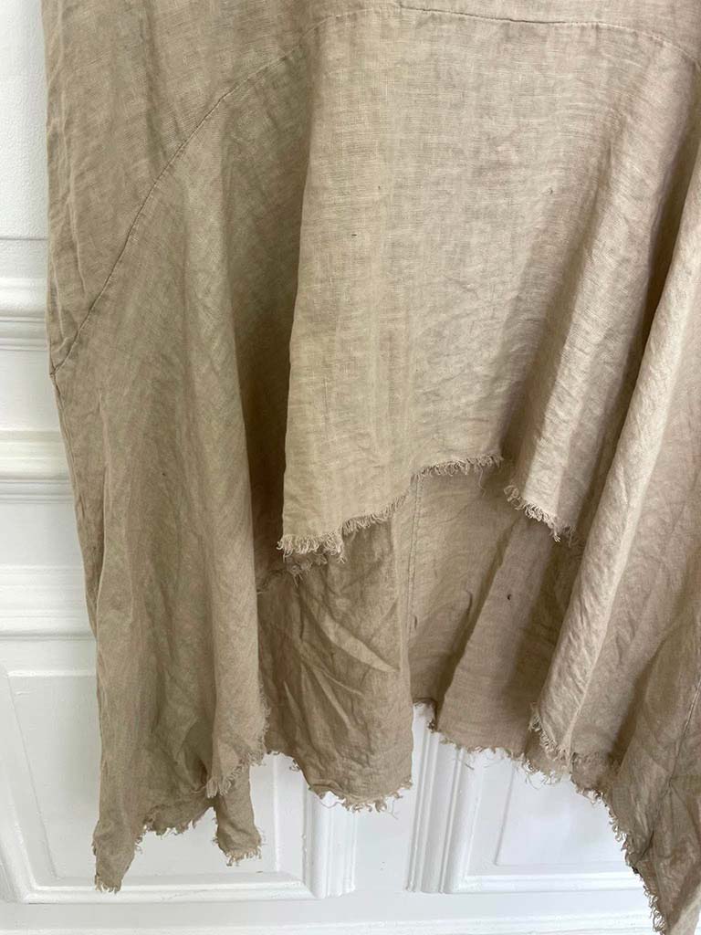 Linen Dip Back Tunic - Stone