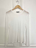 Warm white honeycomb mesh long-sleeve top with relaxed styling for modern womens fashion and everyday wear. - Honeycomb Mesh Layering Top - Warm White