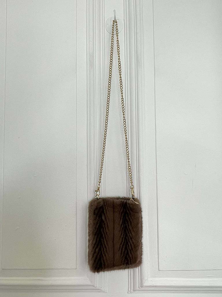 Malissa J Faux Fur Cross Body Bag - Feather