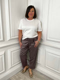Womens fashion latte brown Malissa J 7/8 fisherman trousers with relaxed fit and modern styling paired with white tee for. - Malissa J 7/8 Fisherman Trousers - Latte