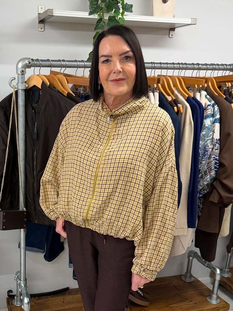 Check Bomber Jacket - Mustard & Tan