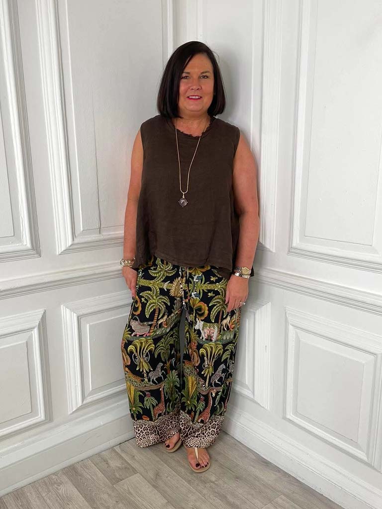 Jungle Scene Palazzos - Black