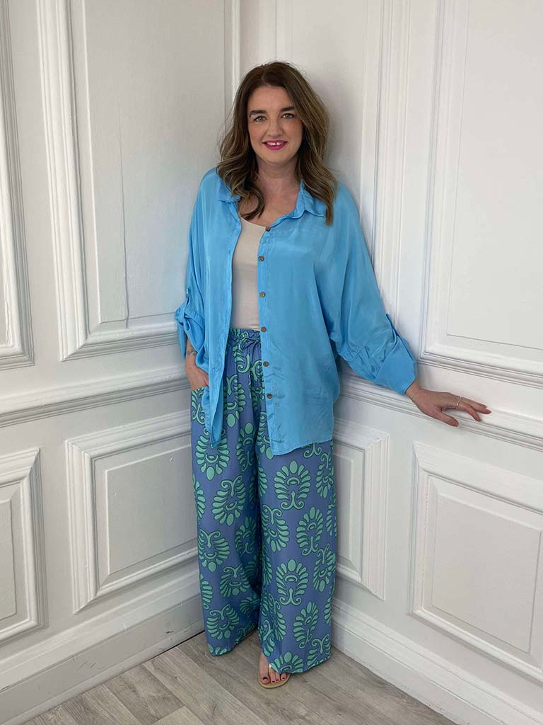 Silk Feel Classic Shirt - Azure
