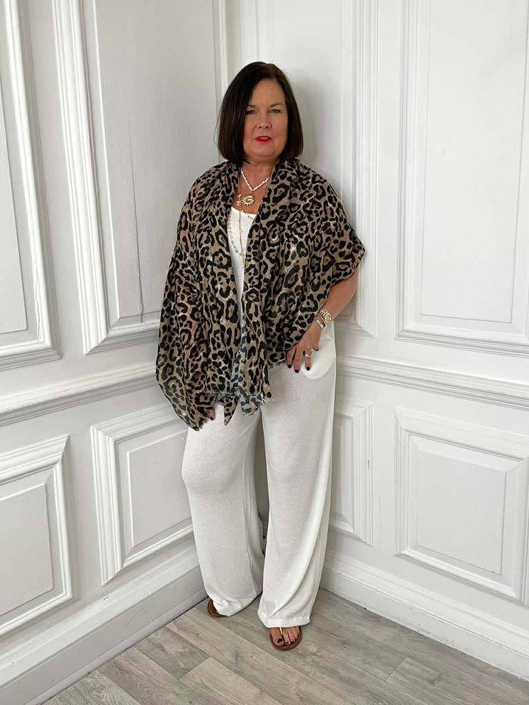 Malissa J Leopard Print Scarf - Camel