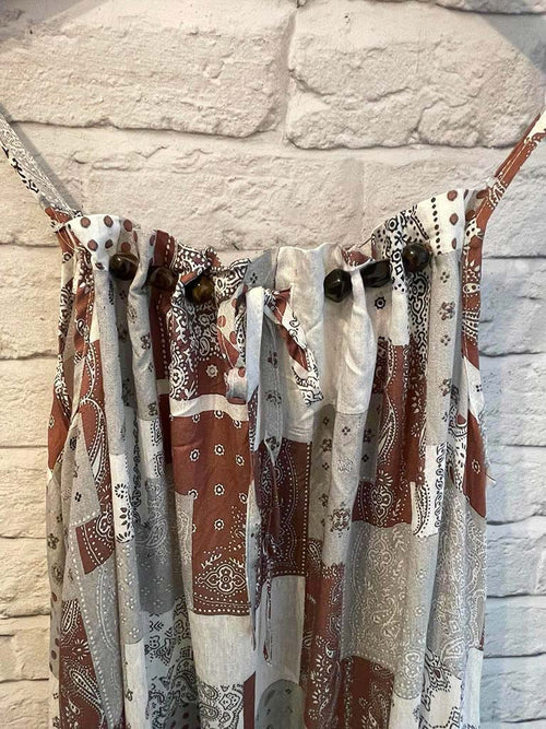 Patchwork Paisley Dress - Terracotta