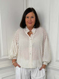 Gingham Balloon Sleeve Shirt - Stone