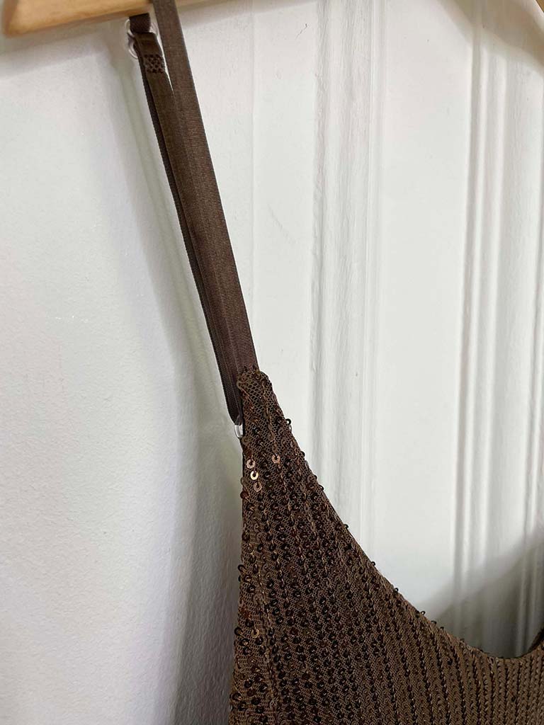 V-Neck Sequin Vest - Cinnamon