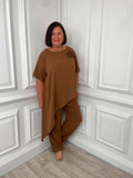 Asymmetric Flower Co-ord - Toffee