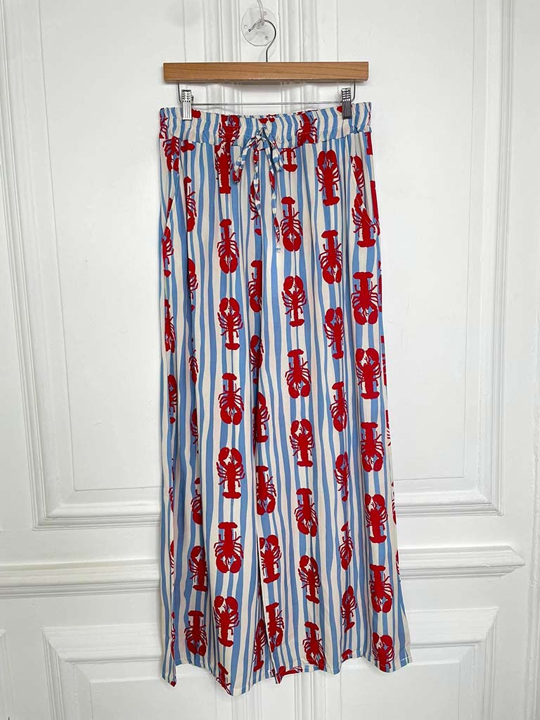 Kitsch Patterned Palazzos - Striped Lobster