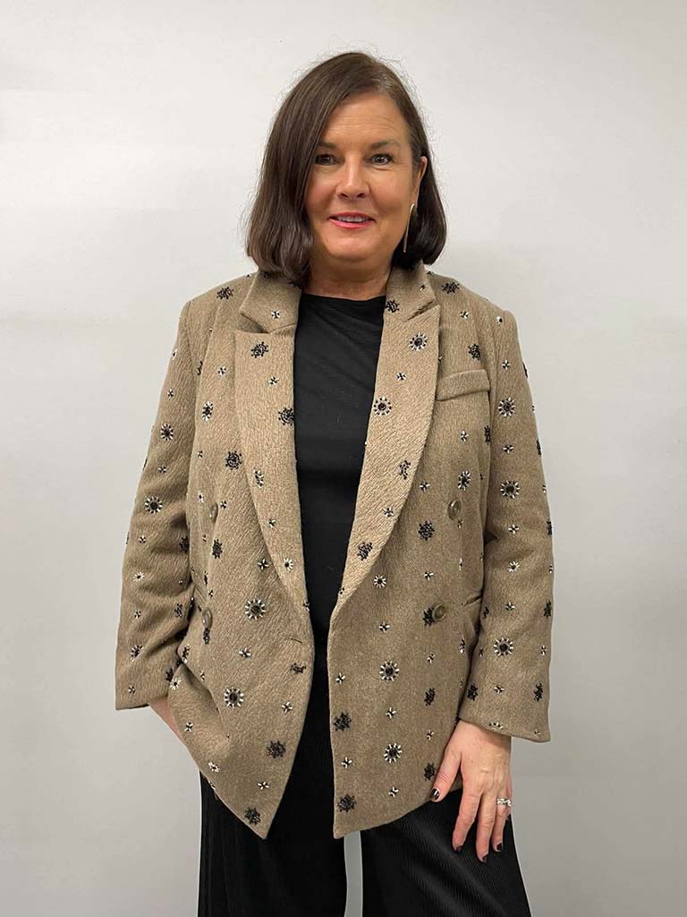 Malissa J Beaded Blazer - Latte