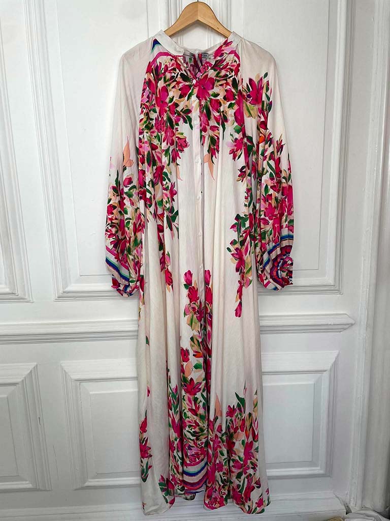 Oversized Floral Maxi Dress - Pink