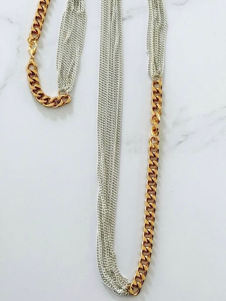 Envy Multi Chain & Link Necklace - Silver & Gold