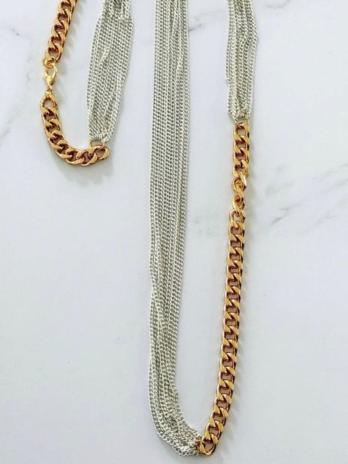 Envy Multi Chain & Link Necklace - Silver & Gold