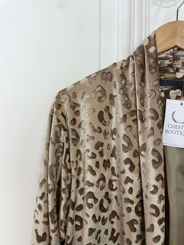Velvet Long Leopard Jacket - Caramel