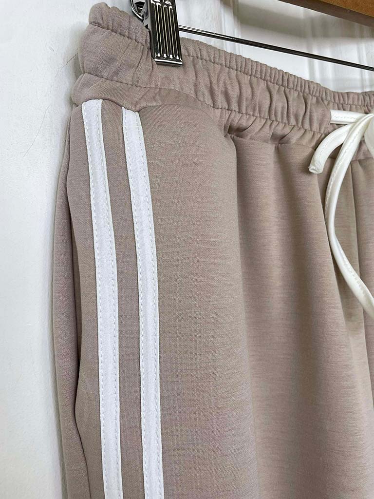 Luxe Jersey Stripe Joggers - Latte