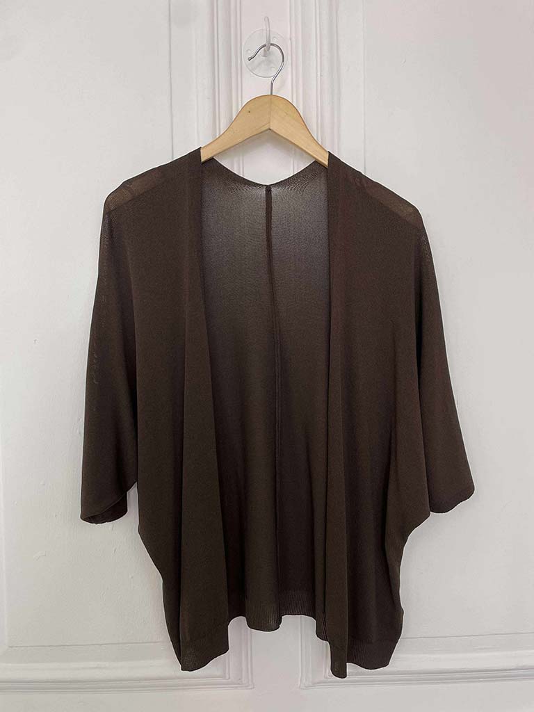Fine Knit Kimono - Chocolate