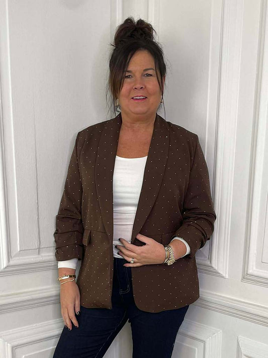 Studded Blazer - Chocolate