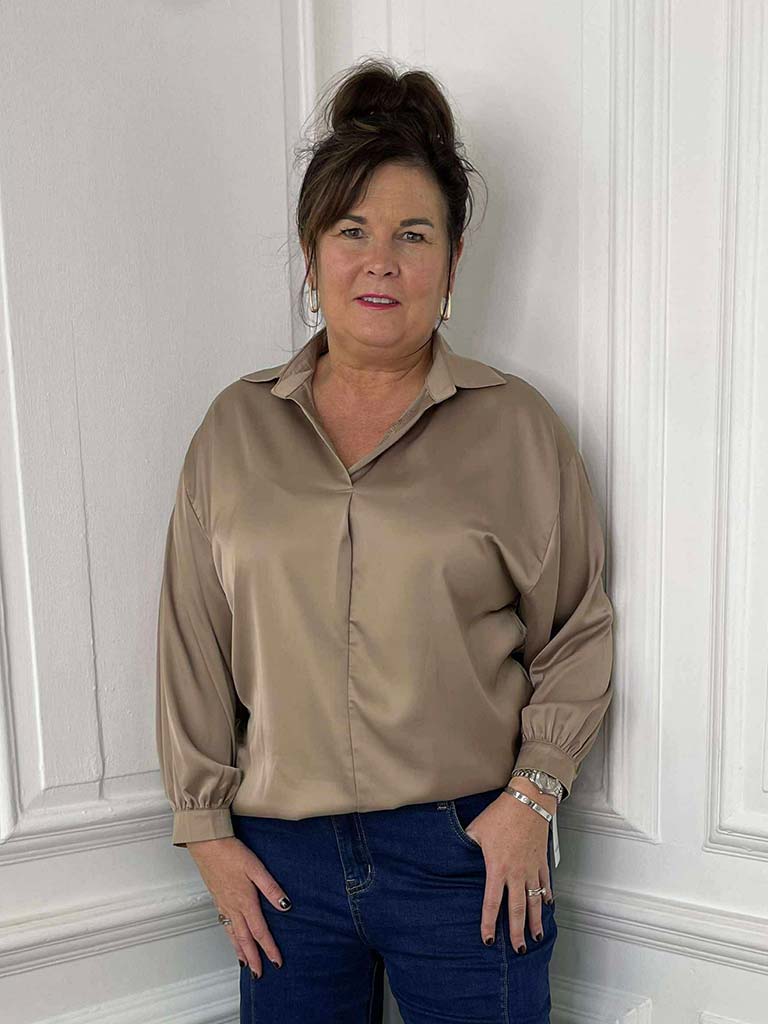 Fascino Silk Feel Blouse - Mocha
