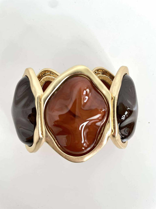 Brushed Gold Bracelet - Rust