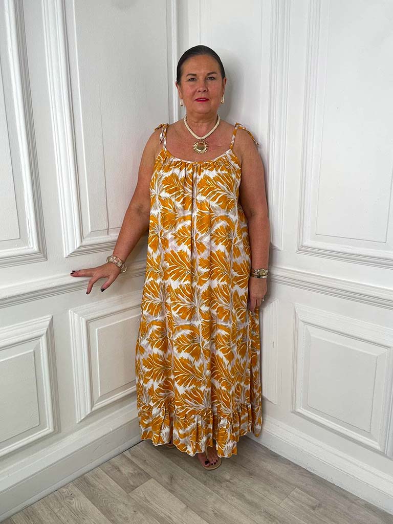 Palm Summer Dress - Ochre
