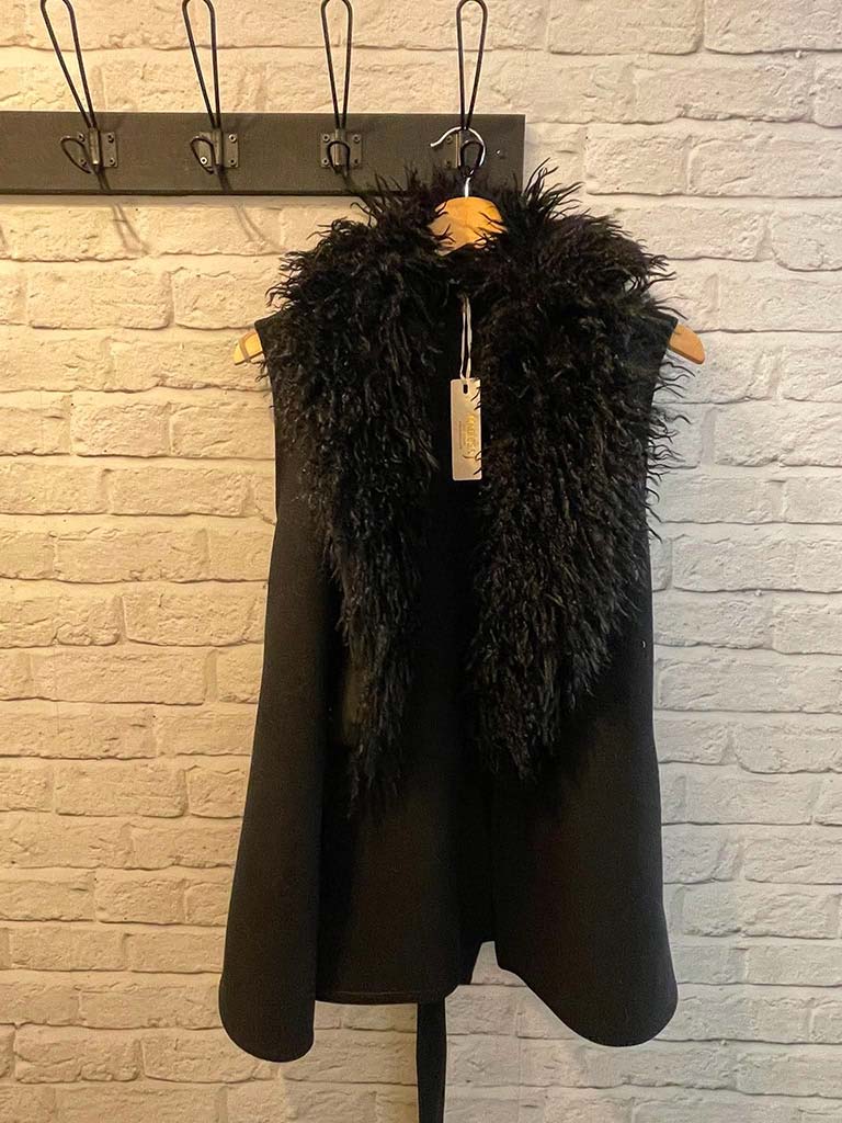 Malissa J Mongolian Fur Gilet - Black