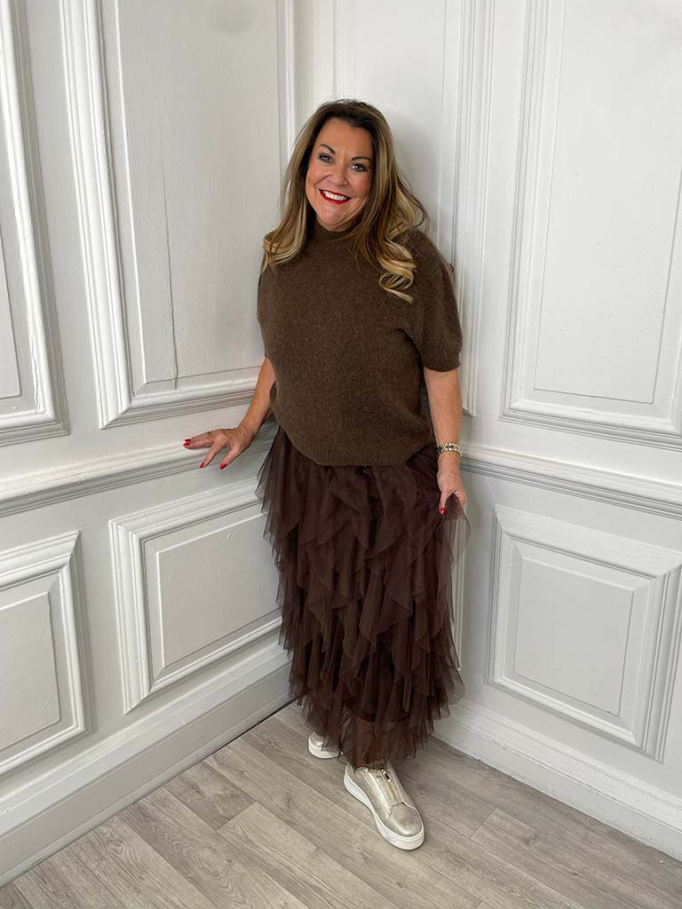 Layered Tulle Skirt - Chocolate