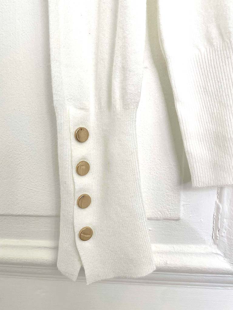 Gold Button Polo Knit - Warm White