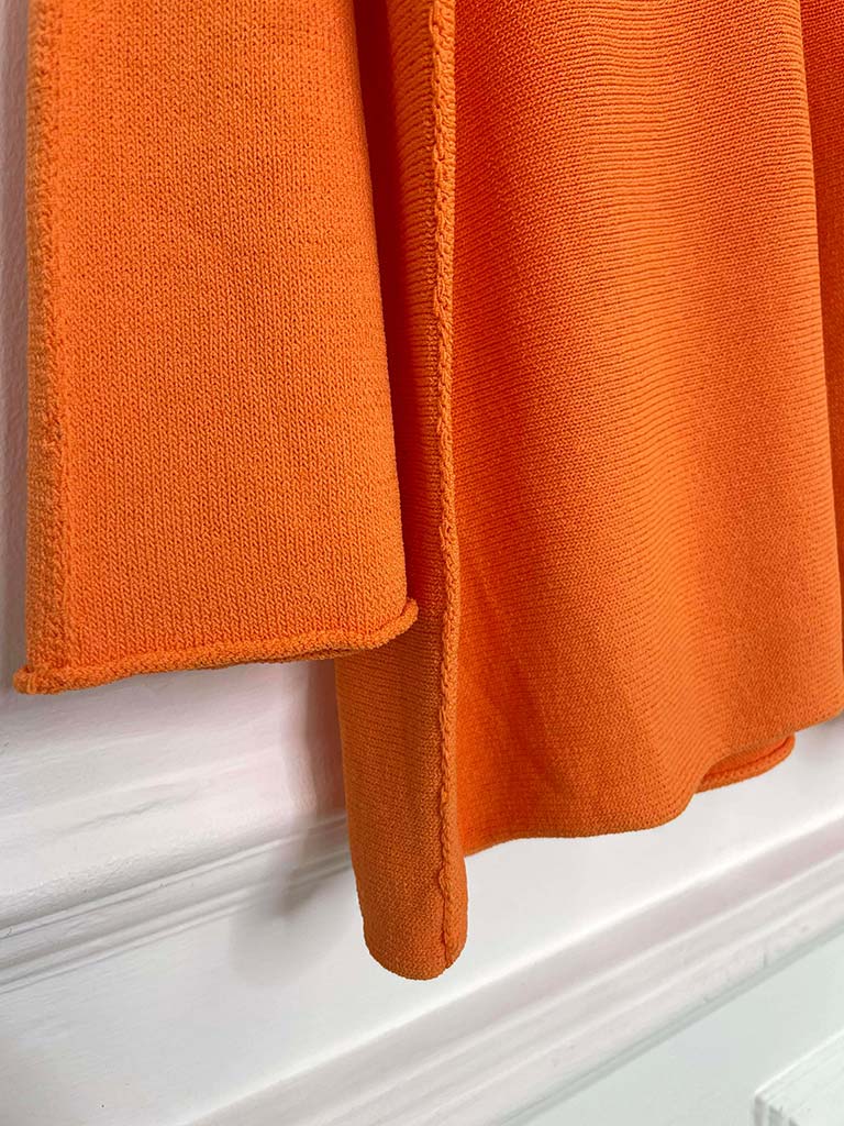 V-Neck Raw Edge Knit - Tangerine