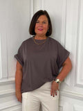 Malissa J Padded Sleeve Tee - Mushroom