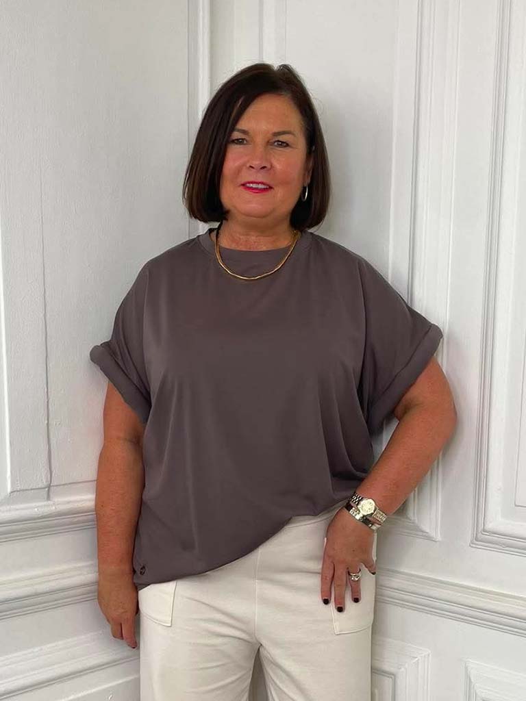 Malissa J Padded Sleeve Tee - Mushroom