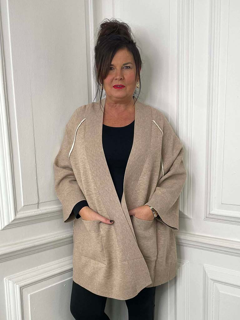 Exposed Seam Cardigan - Sand