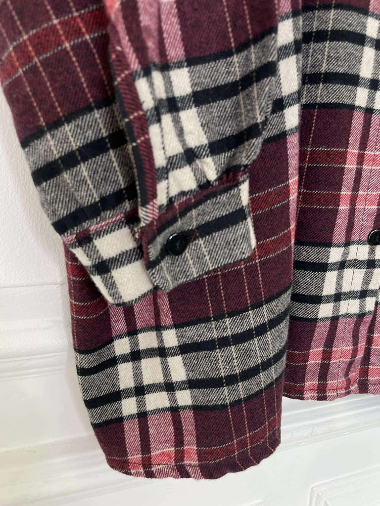 Oversized Check Shirt - Burgundy