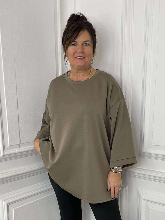 Scuba Sweat Top- Mocha