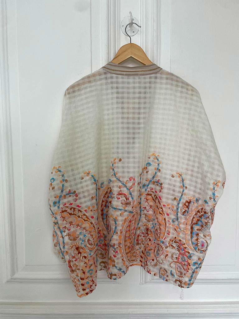 Gingham Paisley Flower Blouse