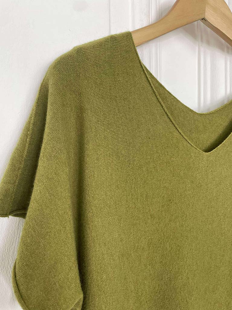 V-Neck Knit Top - Avocado