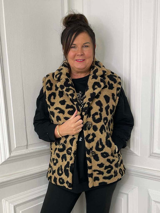 Malissa J Polar Fleece Leopard Gilet