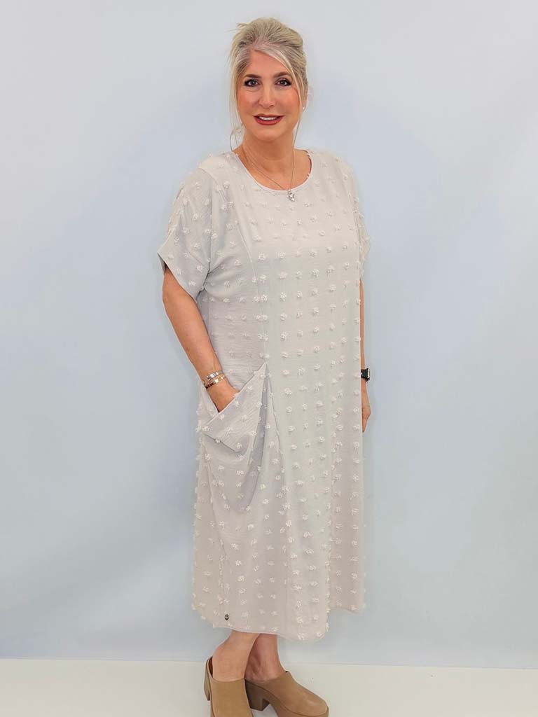 Malissa J Dobby Dot Dress - Stone