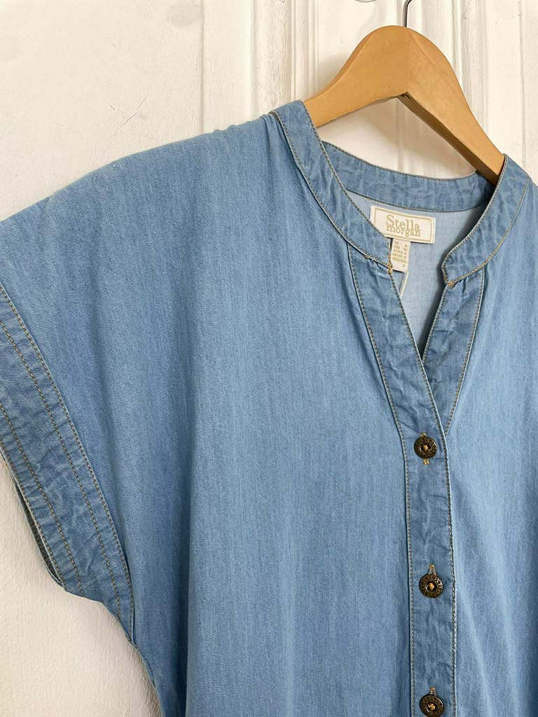 Denim Peplum Button Up Dress