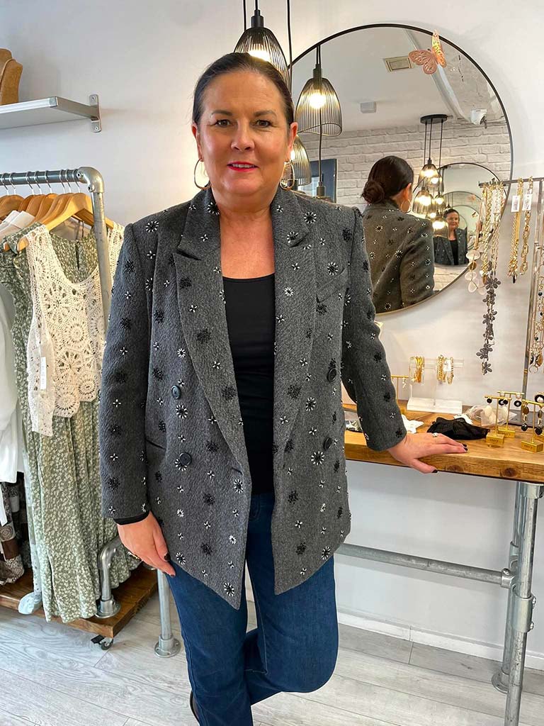 Malissa J Beaded Blazer - Grey
