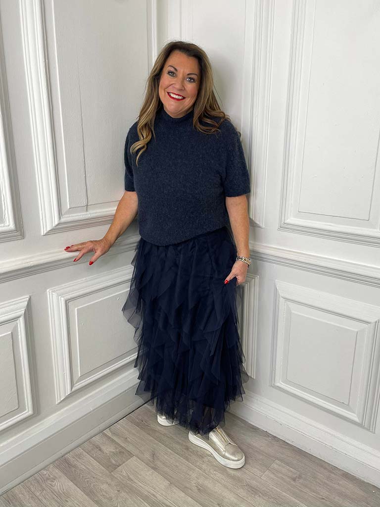 Layered Tulle Skirt - Navy