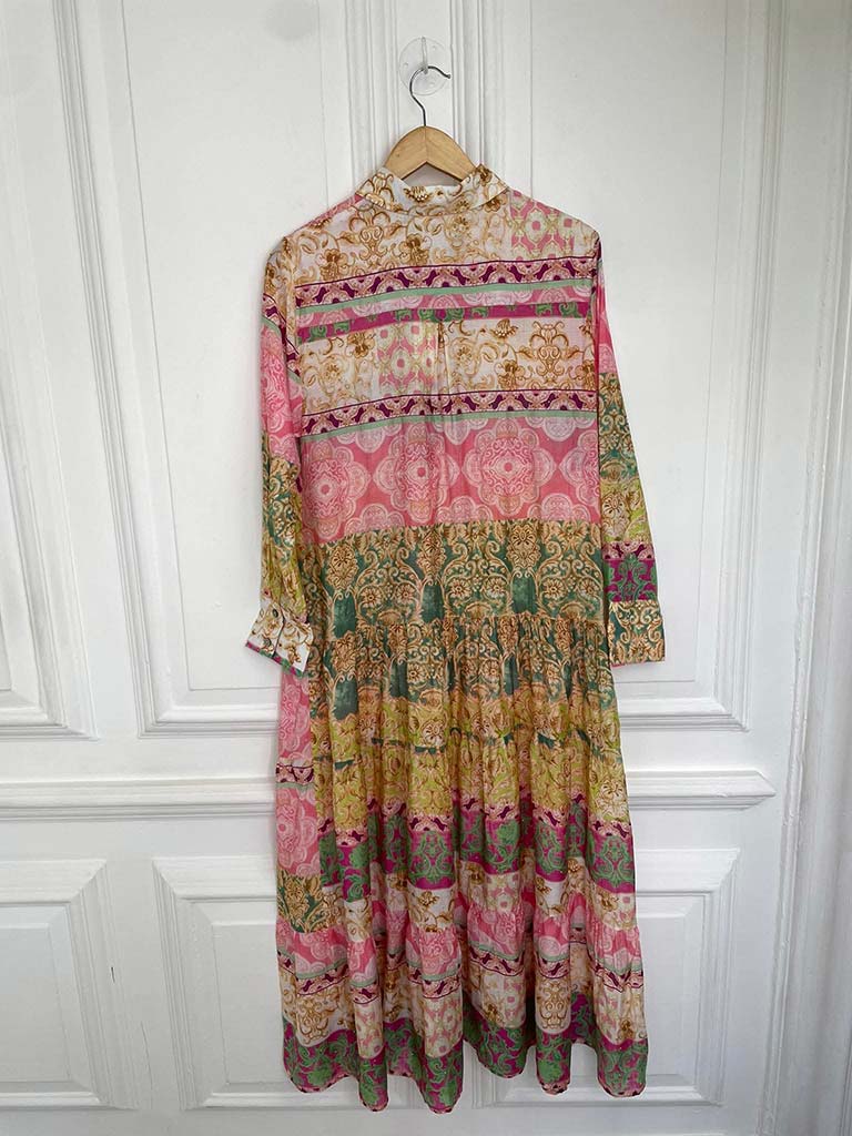 Malissa J Patchwork Tiered Dress - Pink