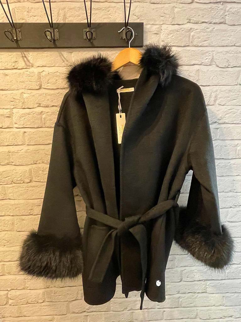 Malissa J Faux Fur Trim Jacket - Black