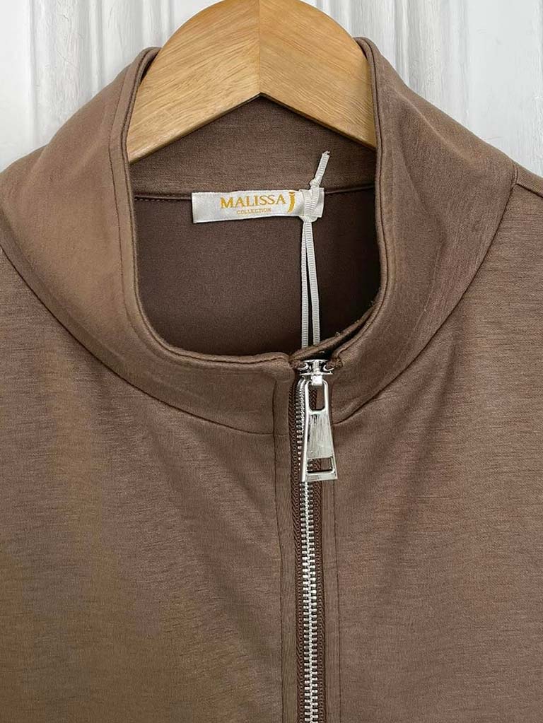 Malissa J Asymmetric Jersey Gilet - Coffee