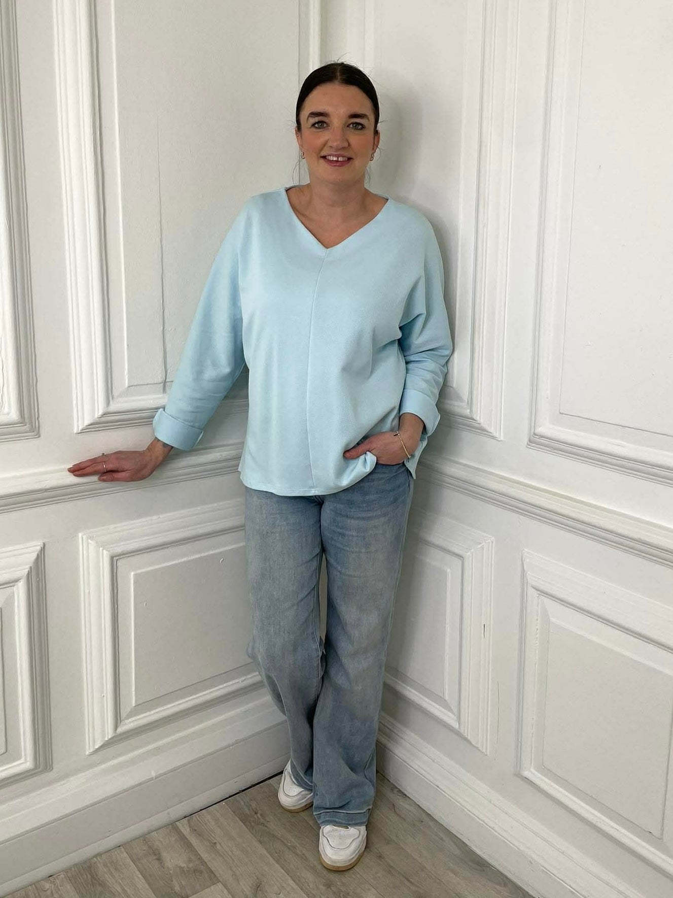 Sports Luxe Sweat Top - Sky