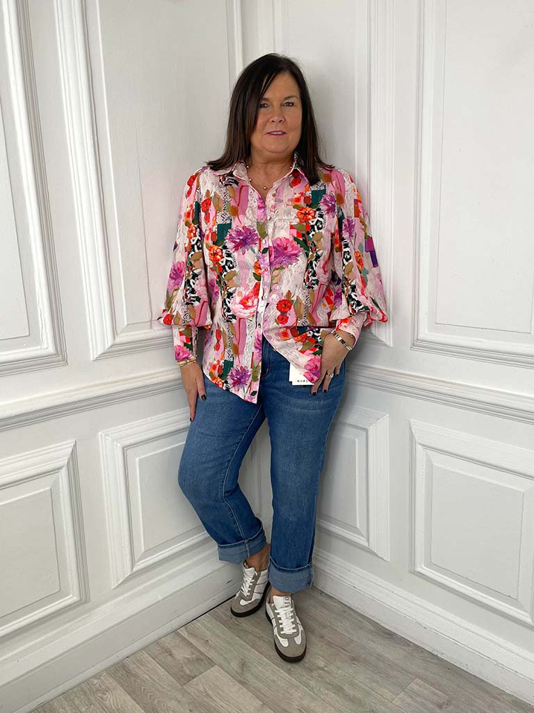 Painted Patchwork Floral Shirt