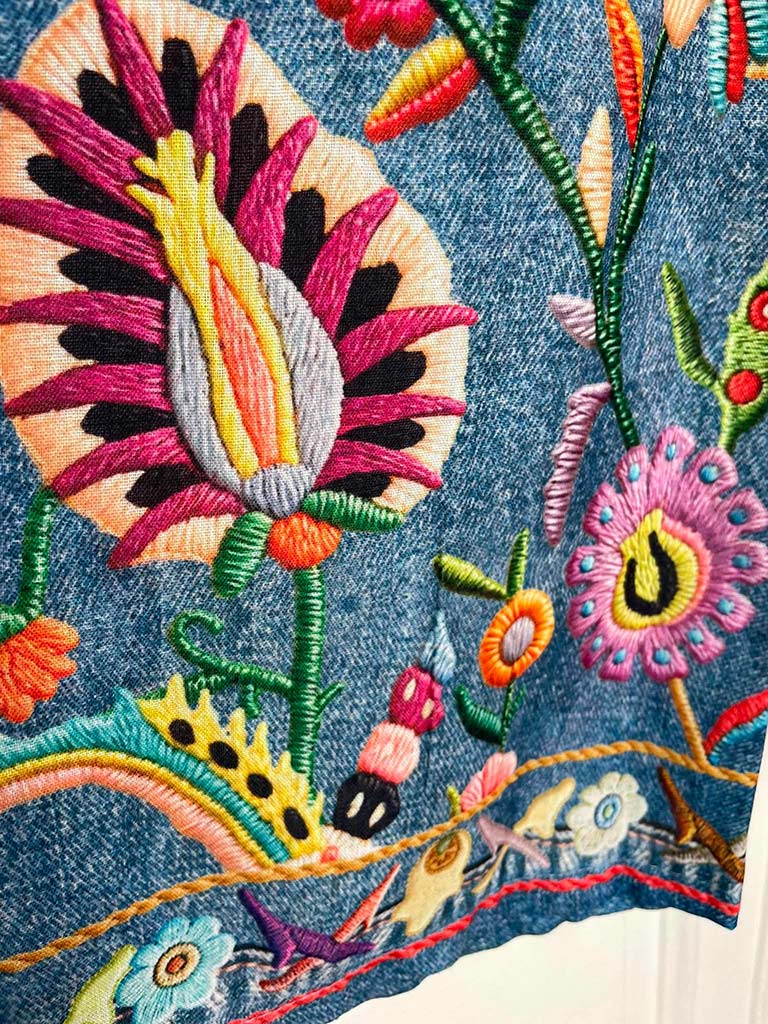 Denim Style Palazzos - Embroidery