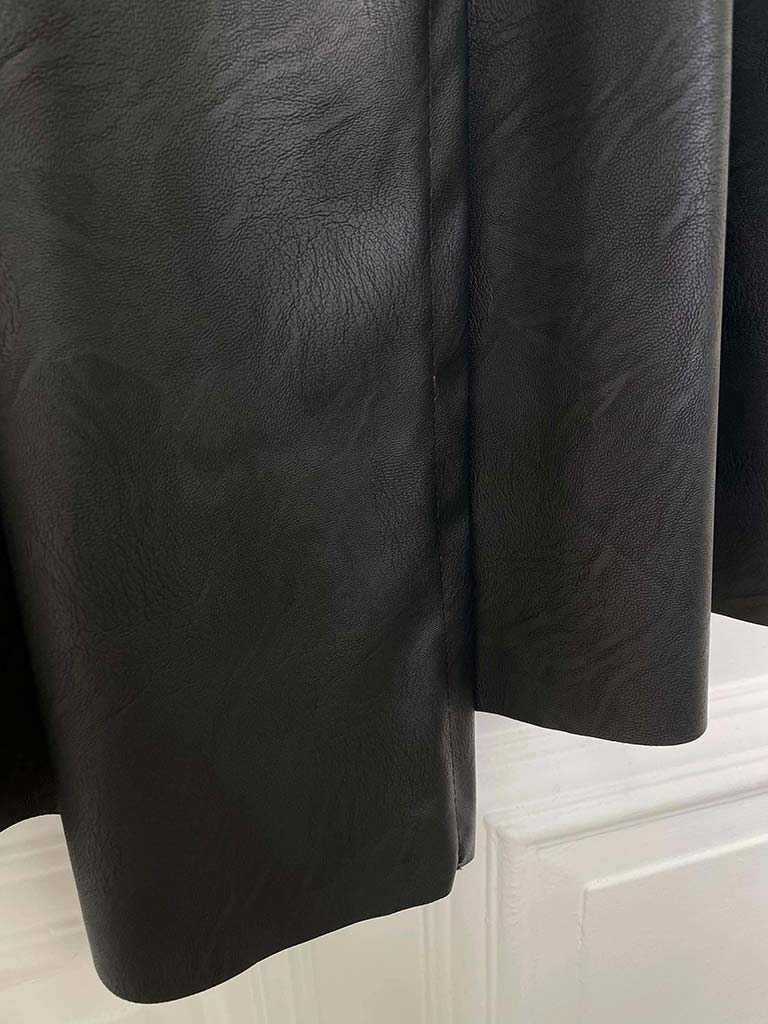 Faux Leather Buckle Skirt - Black